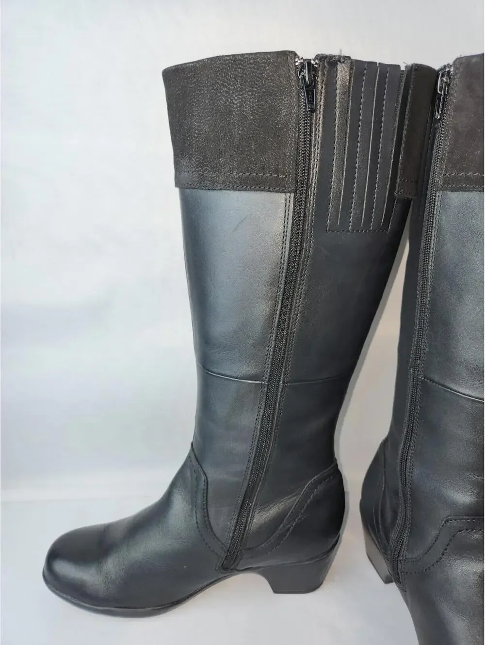 Clark's Marilyn Abby Black Leather Suede Knee-High Boots Size 8.5 M